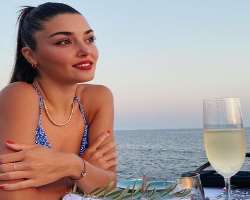 Hande Ercel consuming alcohol